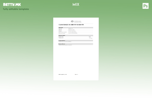 модерен стил Австралија регистрација бизнис Шаблон за Word и PDF SCR Шаблон